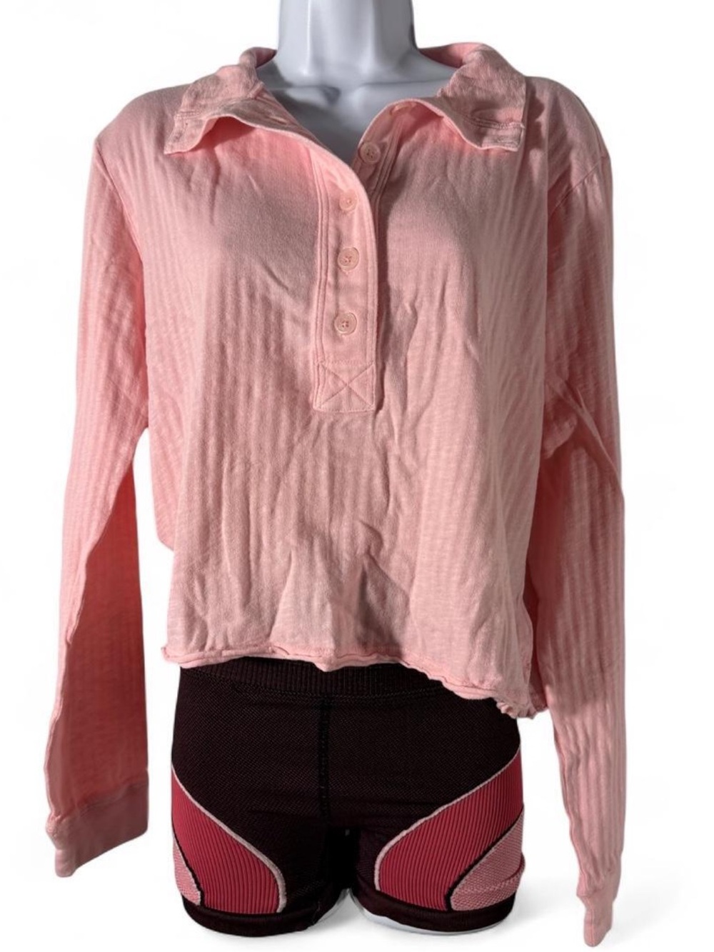 aerie Light Pink Long-Sleeve Button Henley